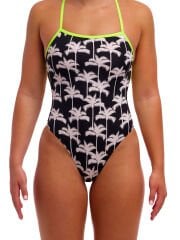 Funkita STP Palm Night Kadın Antrenman Mayosu – Çift Çapraz Sırt, Klor Dirençli, Ekolojik Tasarım