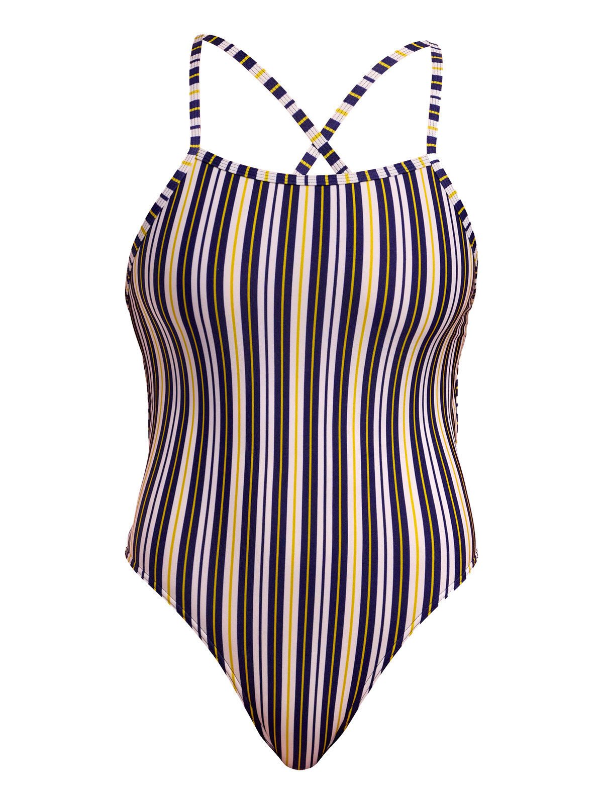 Funkita TMT Admiralty Stripe Kadın Antrenman Mayosu – Ayarlanabilir Bağlamalı Askı Tasarımı & C-Infinity Klor Dayanımlı