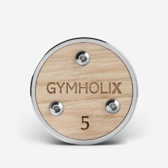 GYMHOLIX® Paslanmaz Çelik Ahşap Başlı Dambıl - Stainless Steel Dumbbell (Tek) (FGX1010) 5KG
