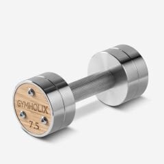 GYMHOLIX® Paslanmaz Çelik Ahşap Başlı Dambıl - Stainless Steel Dumbbell (Tek) (FGX1010) 7.5KG