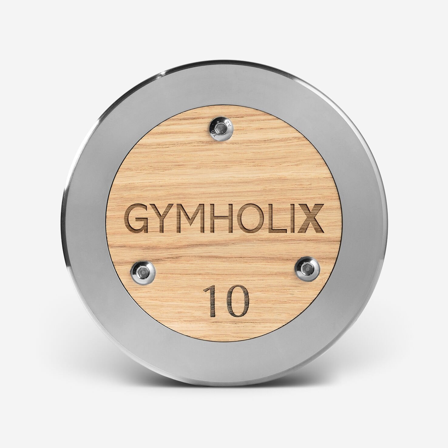GYMHOLIX® Paslanmaz Çelik Ahşap Başlı Dambıl - Stainless Steel Dumbbell (Tek) (FGX1010) 10KG