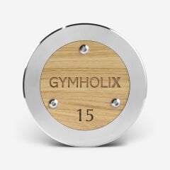 GYMHOLIX® Paslanmaz Çelik Ahşap Başlı Dambıl - Stainless Steel Dumbbell (Tek) (FGX1010) 15KG