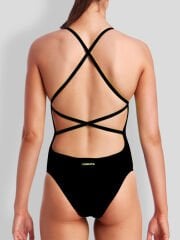 Funkita STP Still Black Kadın Antrenman Mayosu – Çapraz Şık Askı Tasarımı & C-Infinity Klor Dayanımlı