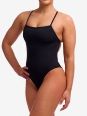 Funkita SST Still Black Kadın Antrenman Mayosu – İnce Askı Tasarımı & C-Infinity Klor Dayanımlı
