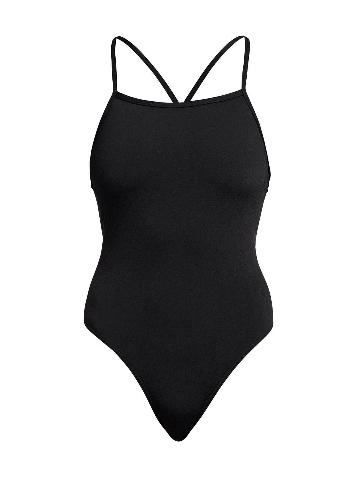 Funkita TMT Still Black Kadın Antrenman Mayosu – Ayarlanabilir Askı Tasarımı & C-Infinity Klor Dayanımlı