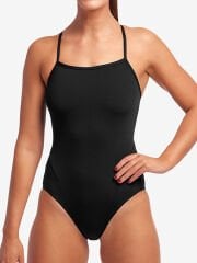 Funkita Swim Secure Still Black Kadın Antrenman Mayosu – Menstrüel Döngü Uyumlu & C-Infinity Klor Dayanımlı