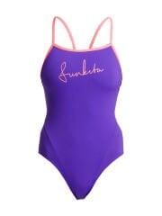 Funkita SS Purple Punch Kadın Antrenman Mayosu – İnce Askı Tasarımı & C-Infinity Klor Dayanıml