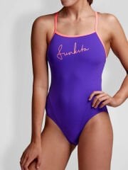 Funkita SS Purple Punch Kadın Antrenman Mayosu – İnce Askı Tasarımı & C-Infinity Klor Dayanıml
