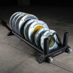 GYMHOLIX® Yatay Plaka & Bar Deposu Tekerlekli | Mobil Ağırlık Standı