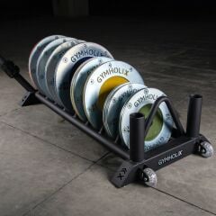 GYMHOLIX® Yatay Plaka & Bar Deposu Tekerlekli | Mobil Ağırlık Standı