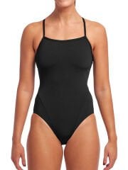 Funkita SS Still Black Kadın Antrenman Mayosu – İnce Askı Tasarımı & C-Infinity Klor Dayanımlı