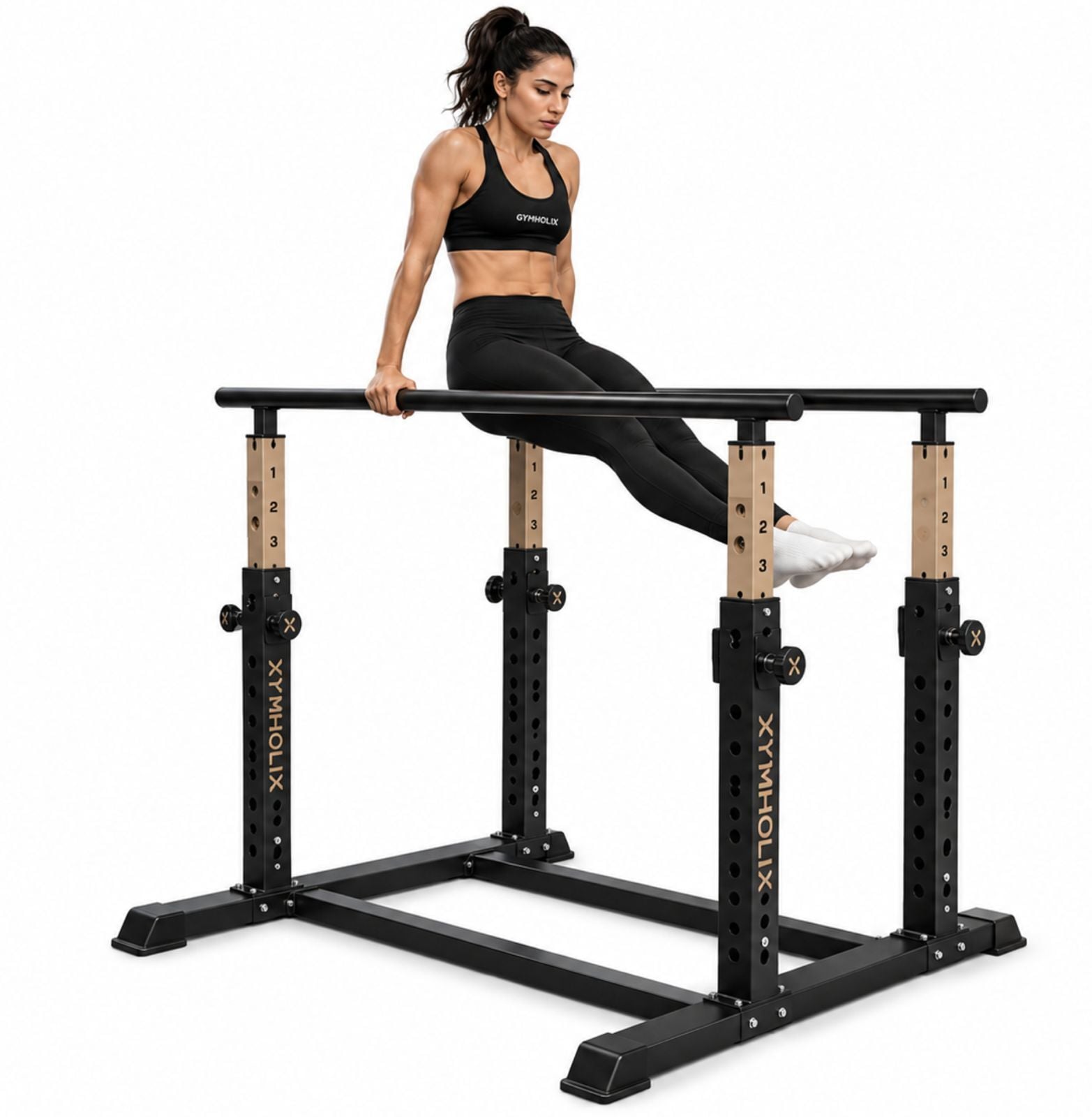 GYMHOLIX® Ayarlı Olimpik Paralel Bar – Fonksiyonel Denge, Dip ve Calisthenics İstasyonu (FGA0005)