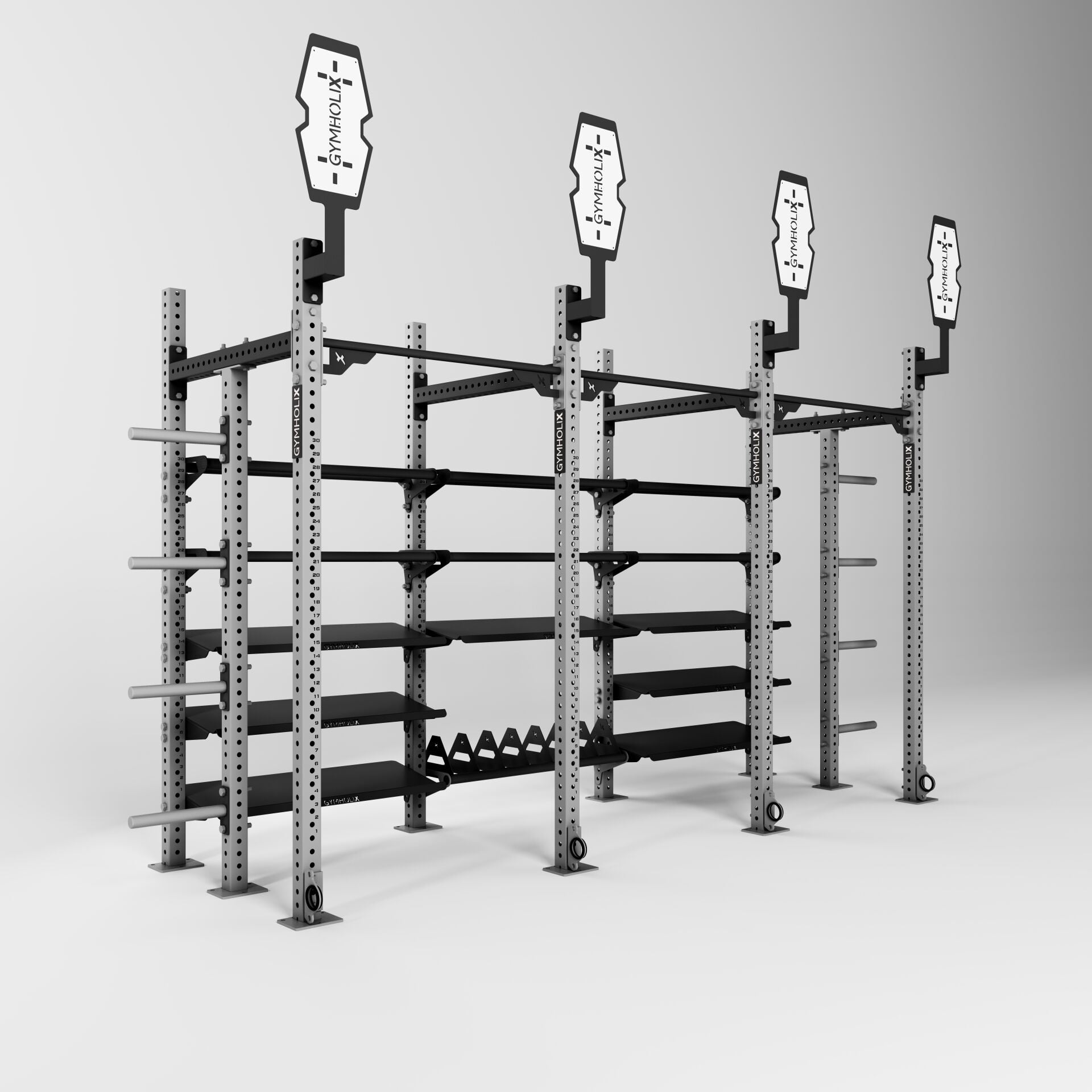 GYMHOLIX® 8 Bacak 4 İstasyon Hybrid Wall Ball & Storage Station Depolama ve Top Hedef İstasyonu (FGXH004)
