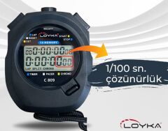 Loyka C809 Dijital El Tipi ´10 Lap Hafızalı´ Kronometre, Siyah Kronometre