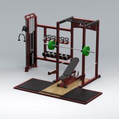 XWORKS Fonksiyonel Kule – iDAP Light + Serbest Ağırlık Entegre Rack (PML0100) Platformlu - GÖK MAVİSİ (RAL5012)