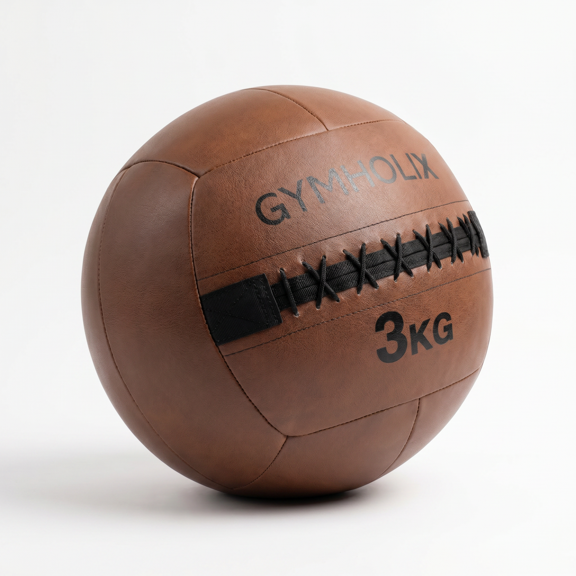 GYMHOLIX® Deri Kahverengi Med Ball (Wallball) - Sağlık Topu (OGS2200)