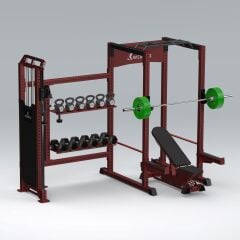 XWORKS Fonksiyonel Kule – iDAP Light + Serbest Ağırlık Entegre Rack (PML0100) Platformsuz - MOR (RAL4004)