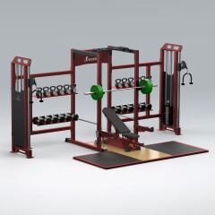 XWORKS Fonksiyonel Kule – iDAP Medium + Full Rack Ağırlık İstasyonu (PML0200) Platformlu - PEMBE (RAL4006)