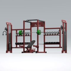 XWORKS Fonksiyonel Kule – iDAP Medium + Full Rack Ağırlık İstasyonu (PML0200) Platformlu - PARLAK SİYAH (RAL9005)