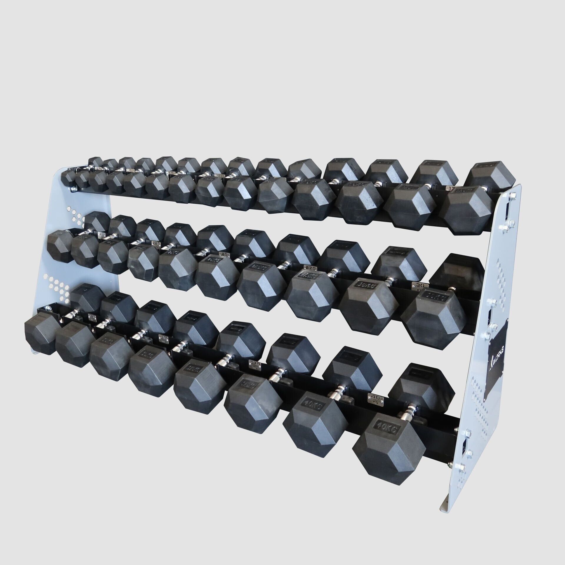 XWORKS 3 Katlı Dambıl Rafı – Dumbbell Depolama Ünitesi (FWX0026) PARLAK SİYAH (RAL9005)