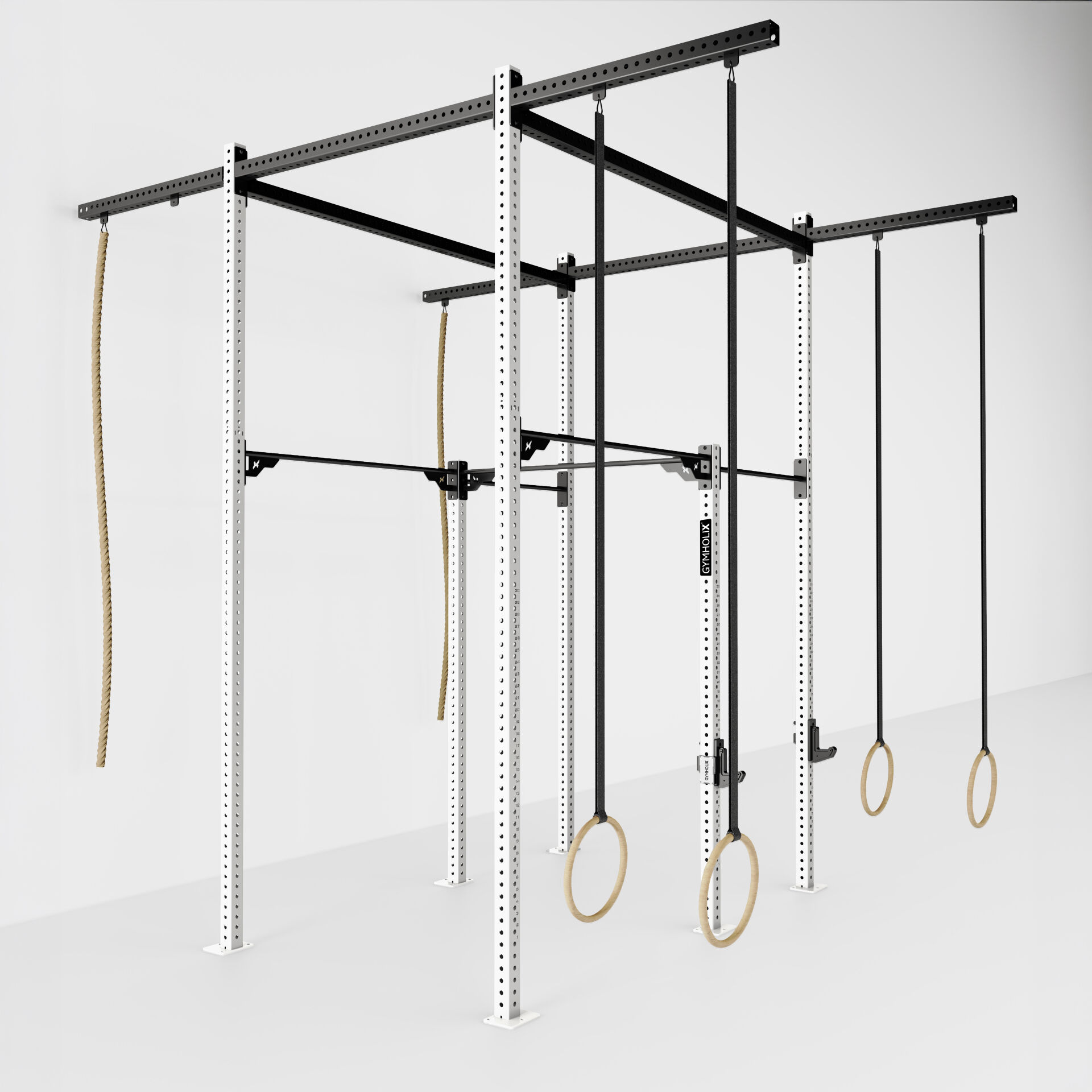 GYMHOLIX® 2 Rack 6 Bacak Orta Tip İstasyon (Rig) (FGXC006) +4 Halat Tırmanma Kulesi