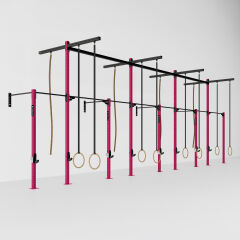 GYMHOLIX® 4 Rack 9 Bacak Duvar Tip İstasyon (Rig) (FGXW009) +8 Halat Tırmanma Kulesi