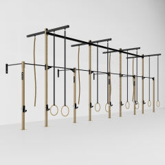 GYMHOLIX® 4 Rack 9 Bacak Duvar Tip İstasyon (Rig) (FGXW009) +8 Halat Tırmanma Kulesi
