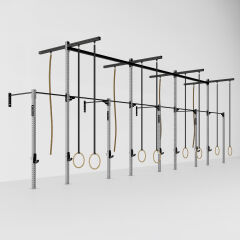 GYMHOLIX® 4 Rack 9 Bacak Duvar Tip İstasyon (Rig) (FGXW009) +8 Halat Tırmanma Kulesi