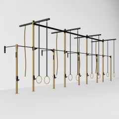 GYMHOLIX® 4 Rack 9 Bacak Duvar Tip İstasyon (Rig) (FGXW009) +8 Halat Tırmanma Kulesi