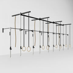 GYMHOLIX® 4 Rack 9 Bacak Duvar Tip İstasyon (Rig) (FGXW009) +8 Halat Tırmanma Kulesi