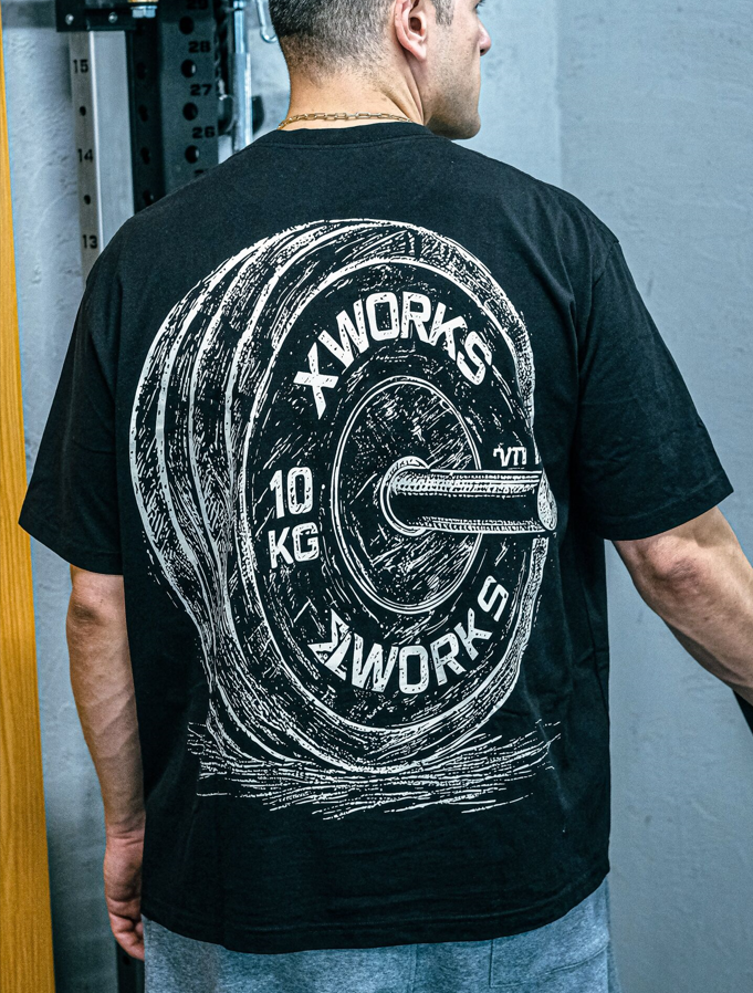 XWORKS Unbreakable Grit Oversize Tişört Siyah - Barbell Edition (TSX0003) S