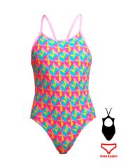 Funkita DB Foxy Friends Kız Çocuk Antrenman Mayo, Elmas Sırt