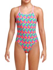 Funkita DB Foxy Friends Kız Çocuk Antrenman Mayo, Elmas Sırt
