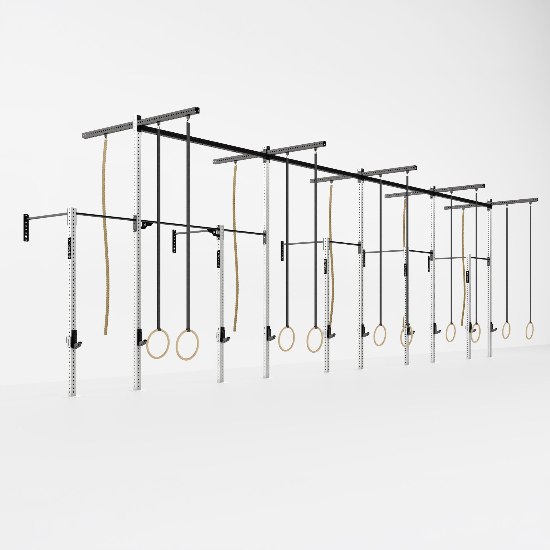 GYMHOLIX® 5 Rack 10 Bacak Duvar Tip İstasyon (Rig) (FGXW010) +10 Halat Tırmanma Kulesi