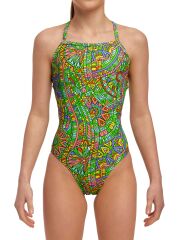 Funkita STP Minty Mixer Kız Çocuk Antrenman Mayo, Çift Çapraz Sırt