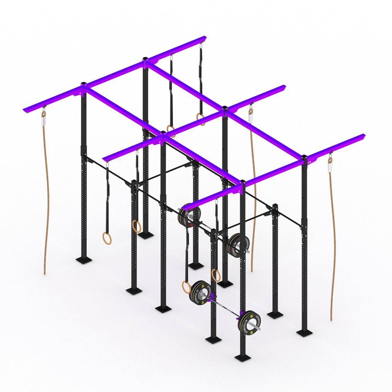 GYMHOLIX® 4 Rack 10 Bacak Orta Tip İstasyon (Rig) (FGXC010) +2 Halat Tırmanma Kulesi
