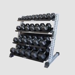 XWORKS 4 Katlı Dambıl Rafı - Kettlebell Dumbbell Depolama Ünitesi (FWX0025) TEKSTÜRE SİYAH (RAL9005)
