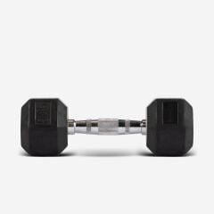 GYMHOLIX® Kauçuk Köşeli Hex Dambıl | Profesyonel Gym Dumbbell 27.5KG