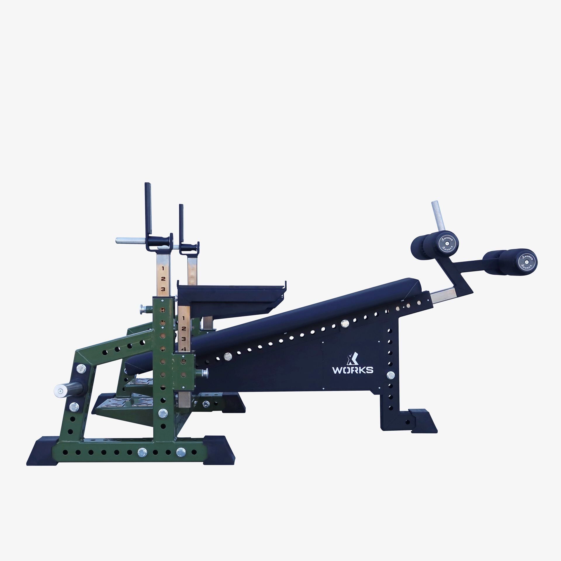 XWORKS Decline Olympic Bench Sehpası – Angled Abdominal and Chest Exercise Bench (FWX0077) PARLAK SİYAH (RAL9005)