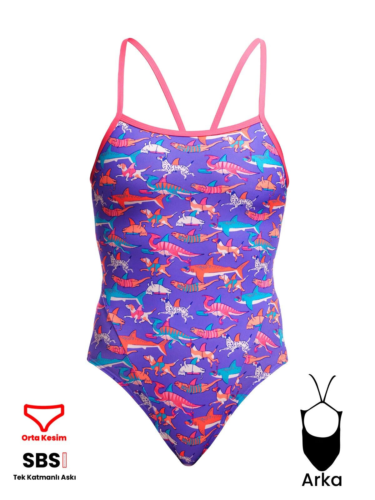 Funkita SS Doggie Paddle Kadın Antrenman Mayo, İnce Askılı