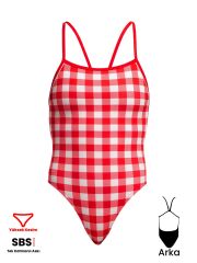 Funkita SST Red Checker Kadın Antrenman Mayo, Geniş Sırt İnce Askılı
