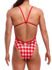 Funkita SST Red Checker Kadın Antrenman Mayo, Geniş Sırt İnce Askılı
