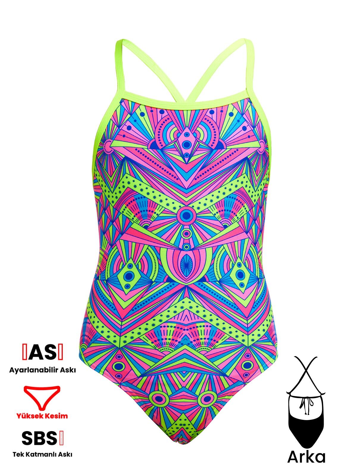 Funkita TMT Stellar Stars Kız Çocuk Antrenman Mayo, Sırt Bağlamalı