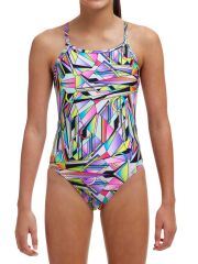 Funkita DB Scissor Kick Kız Çocuk Antrenman Mayo, Elmas Sırt