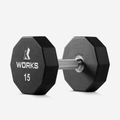 XWORKS Premium Dumbbell – 10 Köşeli TPU Kaplamalı Dambıl (Tek) (XW3200000) 15KG (TEK)