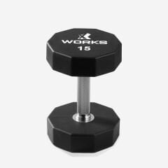 XWORKS Premium Dumbbell – 10 Köşeli TPU Kaplamalı Dambıl (Tek) (XW3200000) 15KG (TEK)