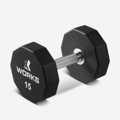 XWORKS Premium Dumbbell – 10 Köşeli TPU Kaplamalı Dambıl (Tek) (XW3200000) 15KG (TEK)