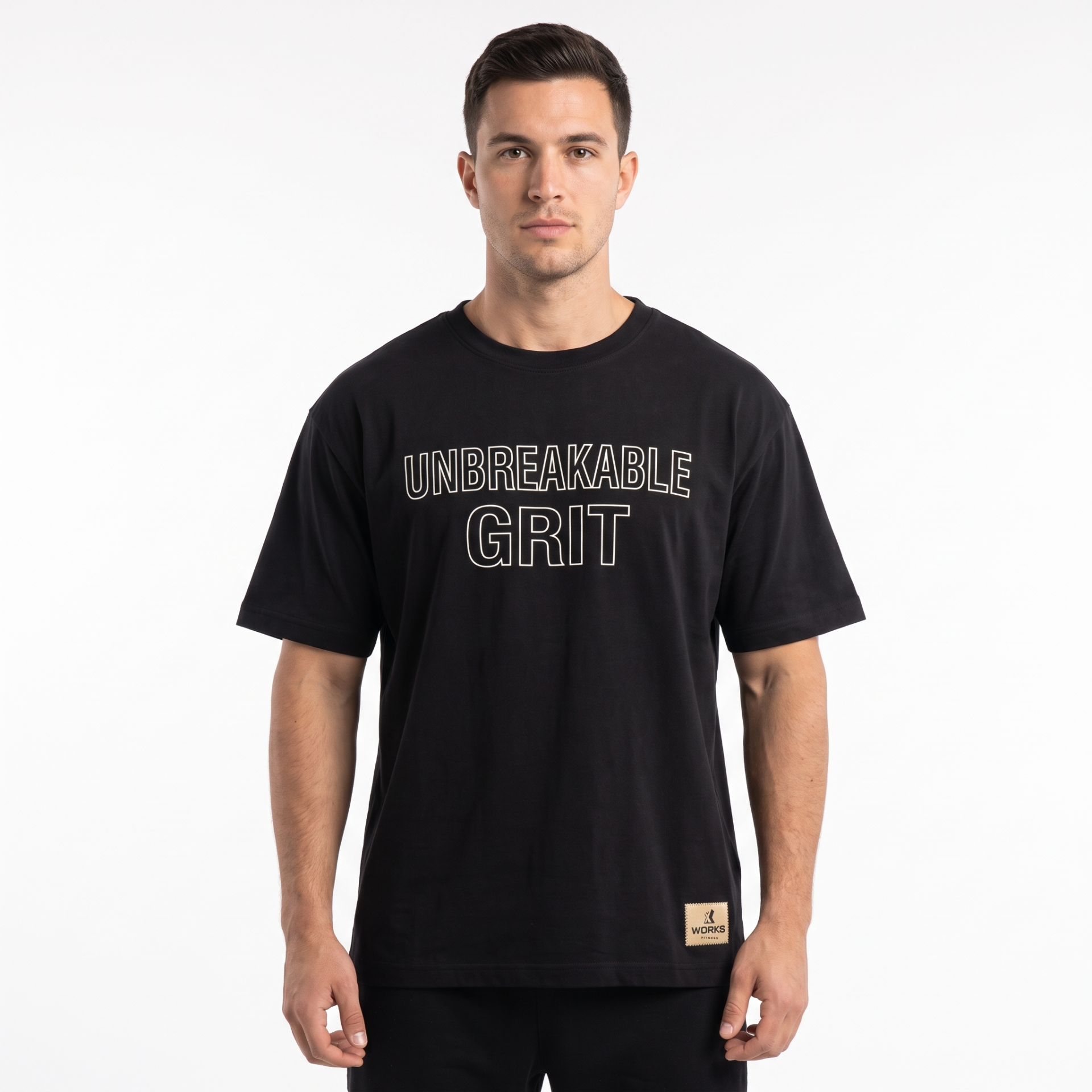 XWORKS Unbreakable Grit Oversize Tişört Siyah - Barbell Edition (TSX0003)