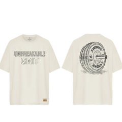 XWORKS Unbreakable Grit Oversize Tişört Ekru - Barbell Edition (TSX0004)
