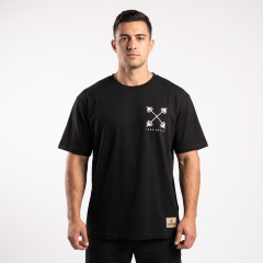 XWORKS Iron Spirit Oversize Tişört Siyah - Cross Barbell Edition (TSX0005)